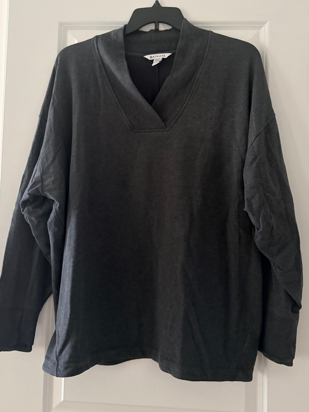 Athleta Charcoal V‑Neck Pullover Sweatshirt